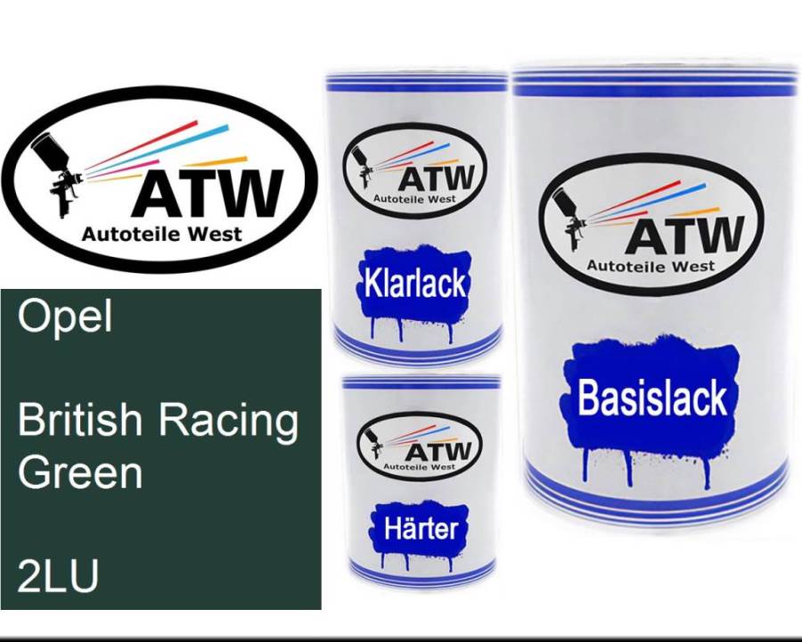 Opel, British Racing Green, 2LU: 500ml Lackdose + 500ml Klarlack + 250ml Härter - Set, von ATW Autoteile West.